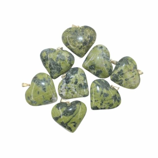 olive serpentine heart pendant