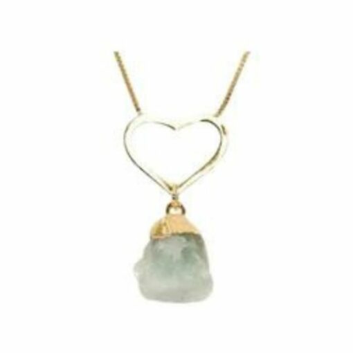 Raw Aquamarine Heart Necklace