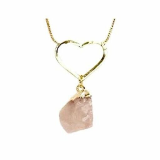 Raw Rose Quartz Heart Necklace