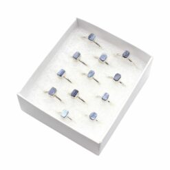 Set of 12 Box Assorted Shaped Kyanite Rings Tear Drop, Round & Oval Shaped-Sizes