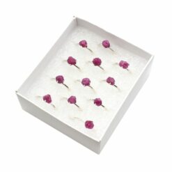 Set of 12/Box Assorted Shaped Ruby Rings – Sterling Silver – Tear Drop, Round, Oval Shaped – Rin