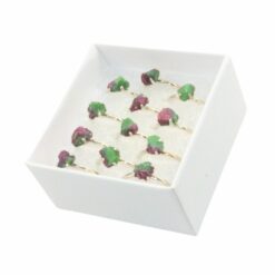 Set of 12 Box Assorted Shaped Raw Ruby Zoisite Rings – 925 Sterling Silver Rings.