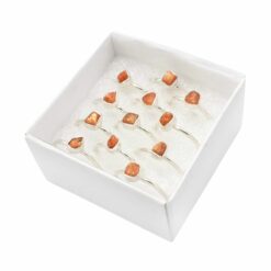Set of 12/Box Assorted Shaped Sunstone Rings – Sterling Silver – Tear Drop, Round, Oval Shaped