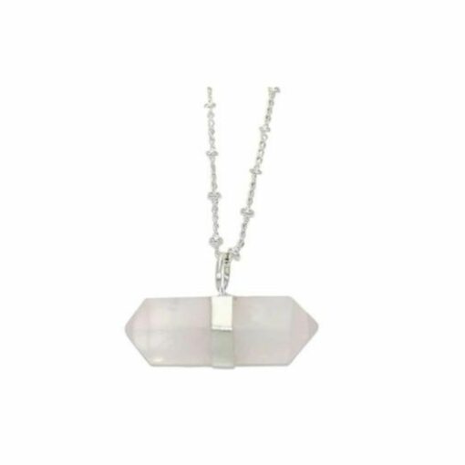 Horizontal Terminated Crystal Necklace – Rose Quartz
