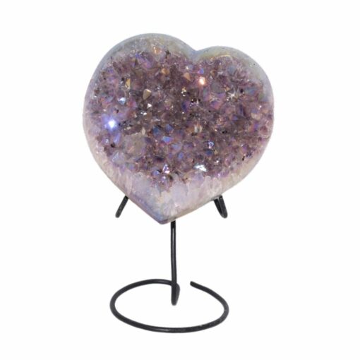 Lavender Aura Heart Geode on Stand