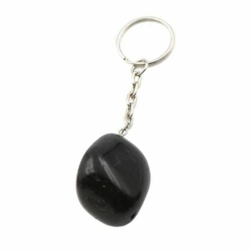 Black Obsidian tumbled keychain
