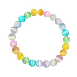 8mm Rainbow Pastel Selenite Crystal Bracelet