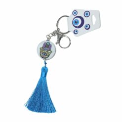 Tassle Keychain Blue Hamsa