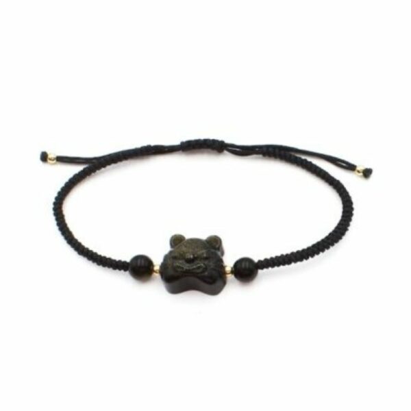 Obsidian Cat Face Bracelet