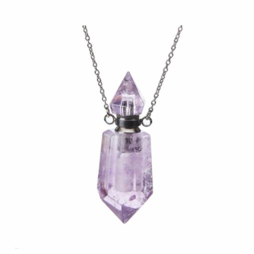 Amethyst Crystal Aromatherapy Spirit Point Pendant Bottle Necklace
