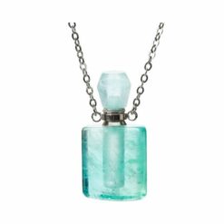 Fluorite Crystal Aromatherapy Intuition Pendant Bottle Necklace – 925 Sterling Silver