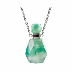 Fluorite Crystal Aromatherapy Intuition Tear Drop Pendant Bottle Necklace – 925 Sterling Silver