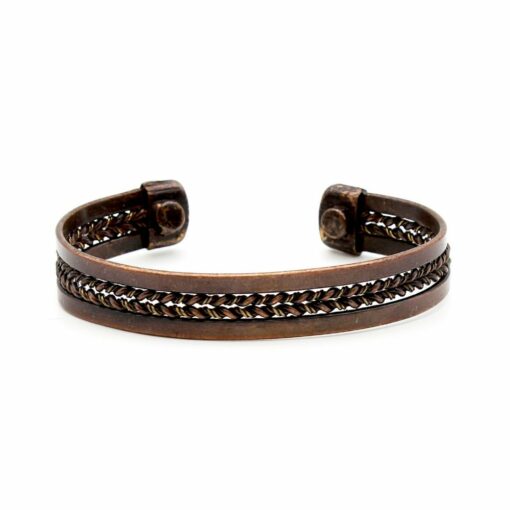 Wide Braided Copper Bracelet