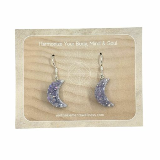 Earring - Moon, Pearl Druzy