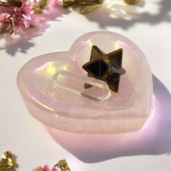 Shaped Crystals - Aura Rose Quartz Dish, Heart