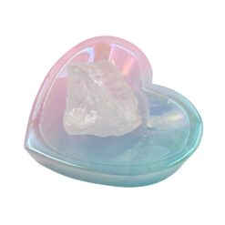 Shaped Crystals - Aura Rainbow Quartz Dish, Heart