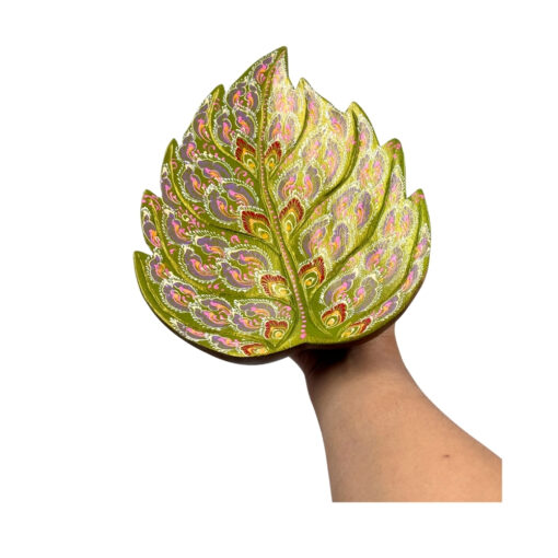 Leaf Hand Painted Wooden Carving - Image 3