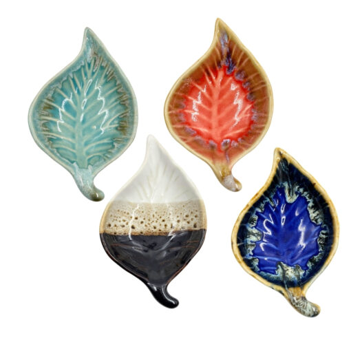 Ceramic Ash Leaf Trinket Dish - Assorted