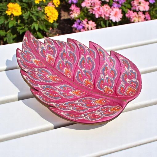 Leaf Hand Painted Wooden Carving