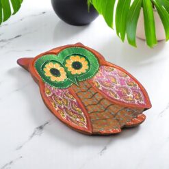 Owl Hand Painted Wooden Carving