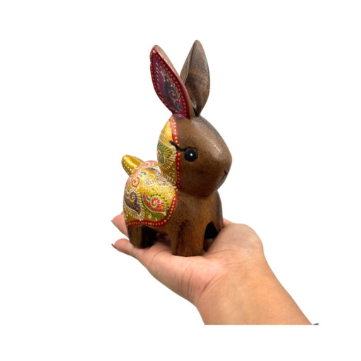 Bunny Hand Painted Wooden Carving - Image 2