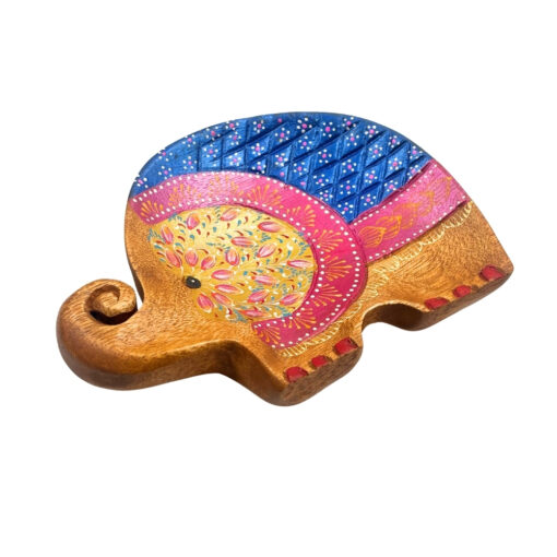 Elephant Hand Painted Wooden Carving - Image 4