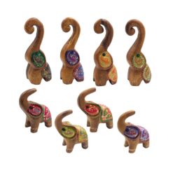 Elephant Hand Painted Wooden Carving, Standing