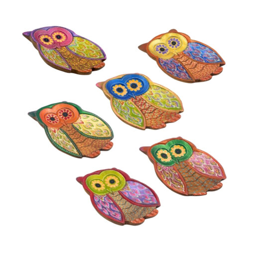 Owl Hand Painted Wooden Carving